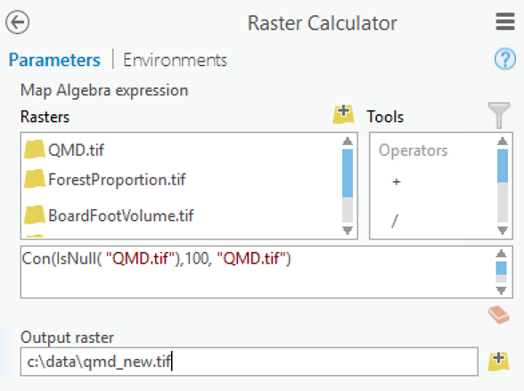 Raster Calculator geoprocessing tool