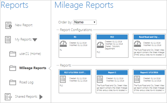 Opening a saved report configuration